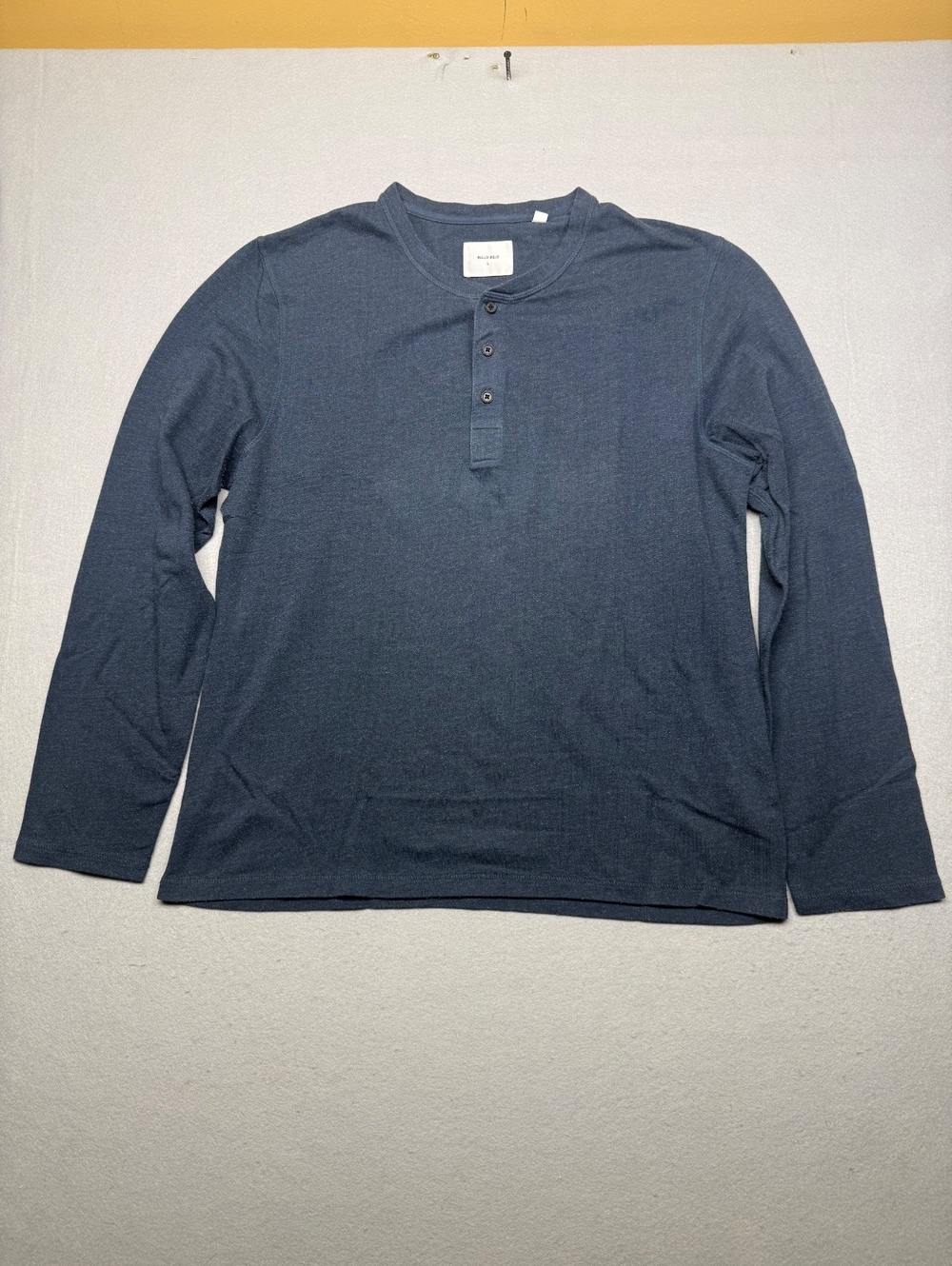 Billy Reid Henley Long Sleeve Shirt Men L Navy